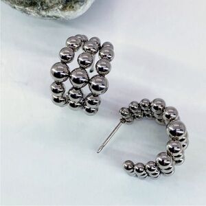 Anthropologie Silver Bubble Earrings Hoop Earrings
